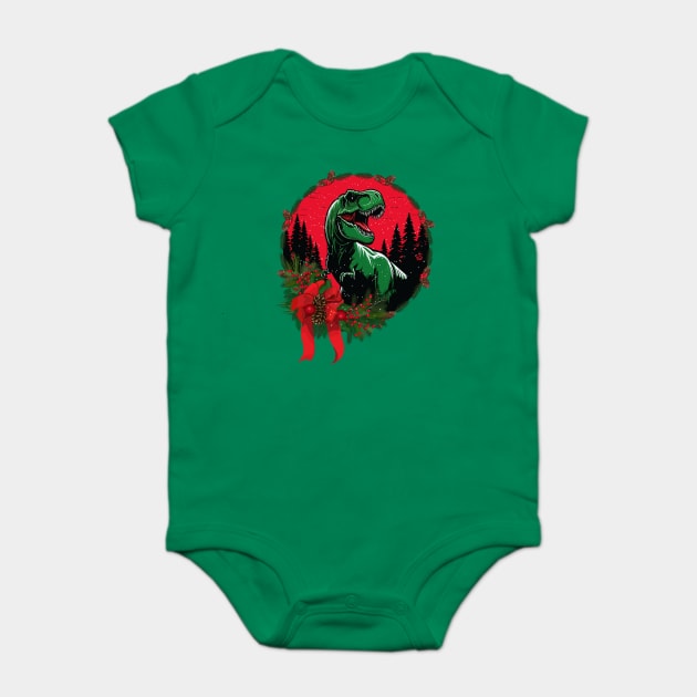 Dinosaur Christmas Baby Bodysuit by JessArty